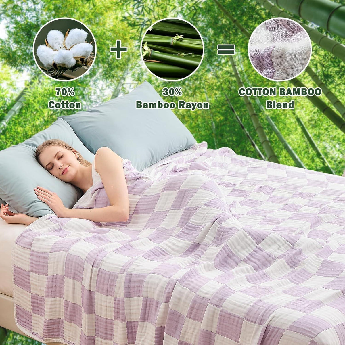 Musselin Decke Kariert 150x200cm Lavendel