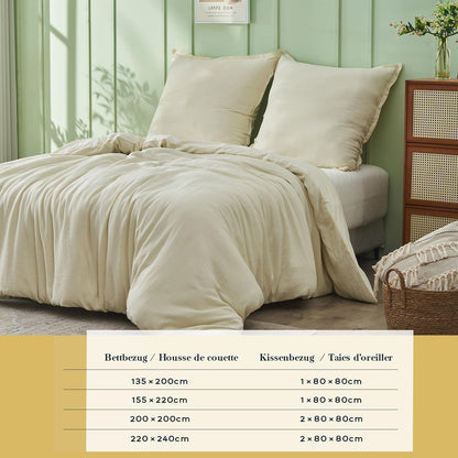 Musselin Bettwäsche Set 220x240 cm – Atmungsaktiv & Weich, Beige