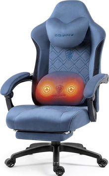 Gaming Stuhl mit Massage und Heizung, Lendenstütze, Tasche, Fußstütze