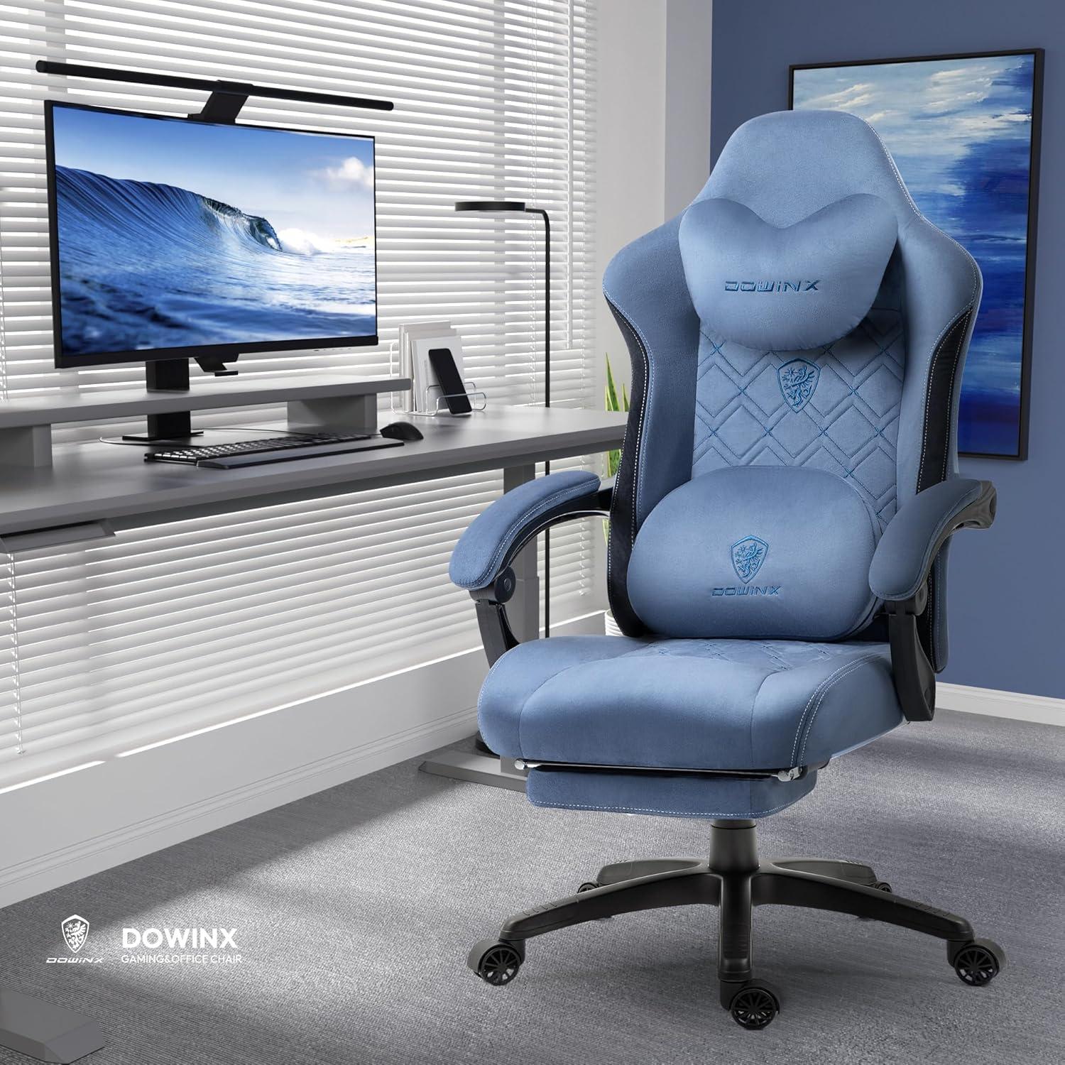 Dowinx Gaming Stuhl Stoff mit Massage und Lendenwirbelstütze