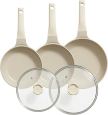 Antihaft Keramik Pfannenset Induktion 5-teilig 20/24/28cm Beige