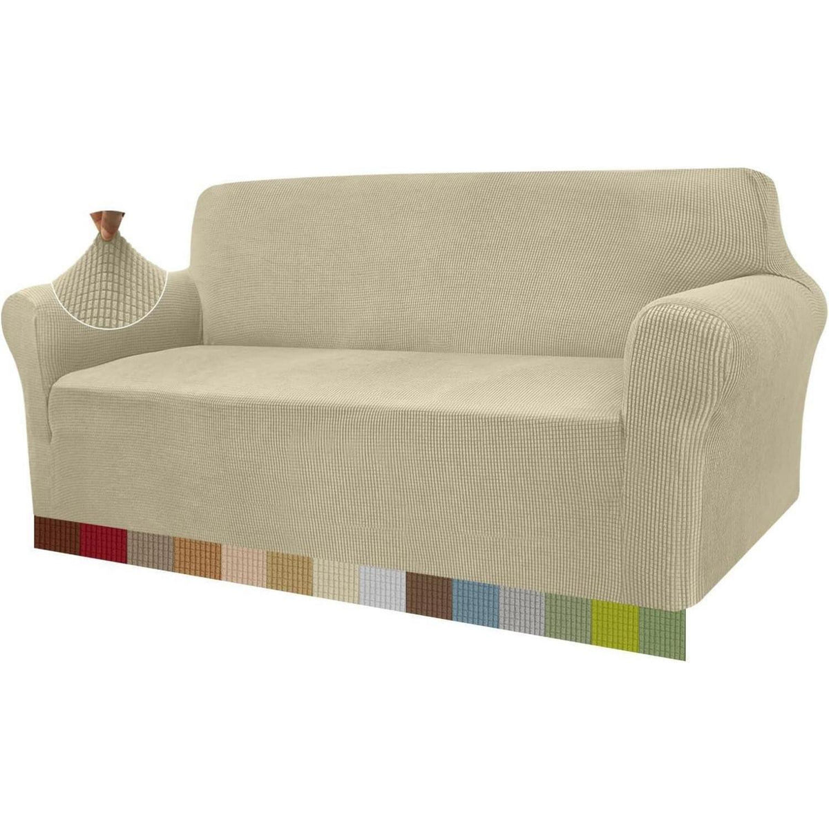 Elastischer Sofabezug 3-Sitzer Khaki – Modern & Schutz für Ihr Sofa