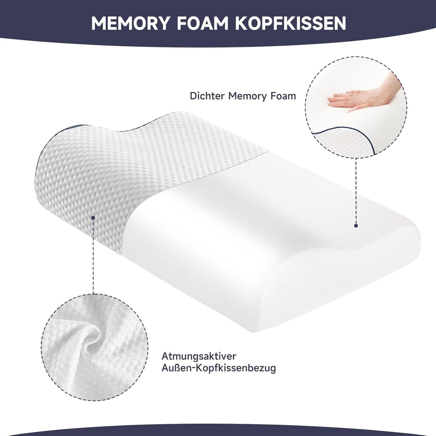 Ergonomisches Memory Foam Nackenstützkissen 49x36 cm