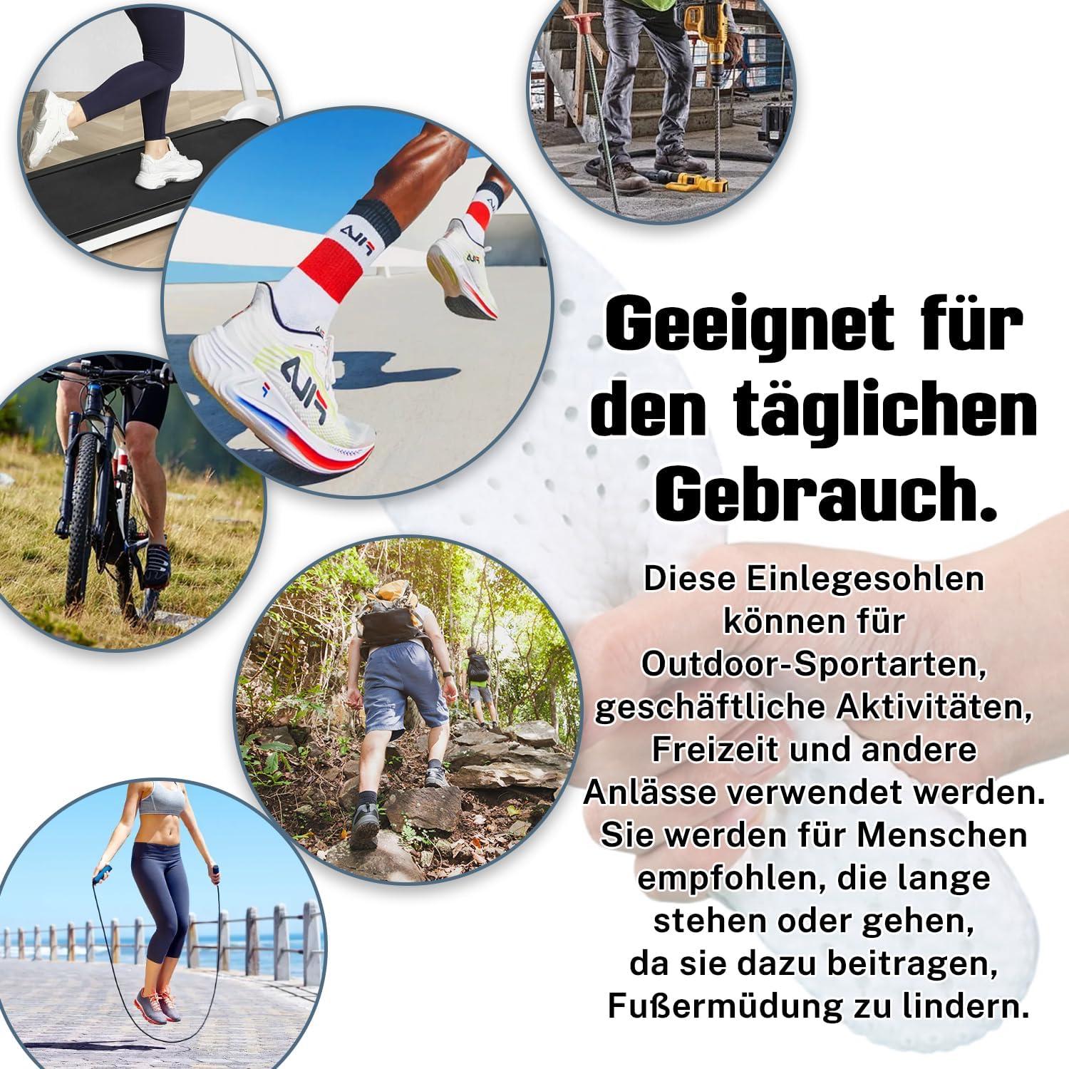 Sport Einlegesohlen Schuhe Sohlen Einlagen Alltag Beruf Dämpfung Atmungsaktiv EU