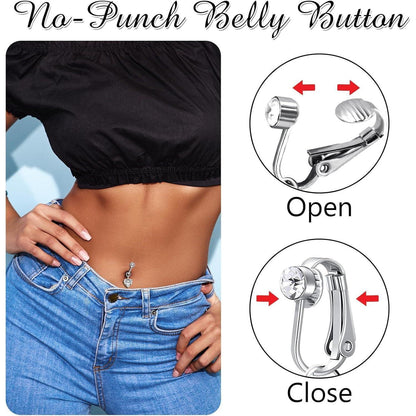Fake Bauchnabelpiercing Set mit Schmetterling & Herz Anhänger