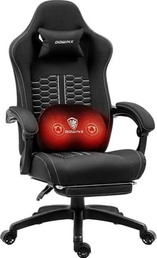 Gaming Stuhl mit beheizter Massage Lendenwirbelstütze und Fußstütze