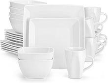 24tlg. Geschirrset modernes Quadratdesign Steinzeug