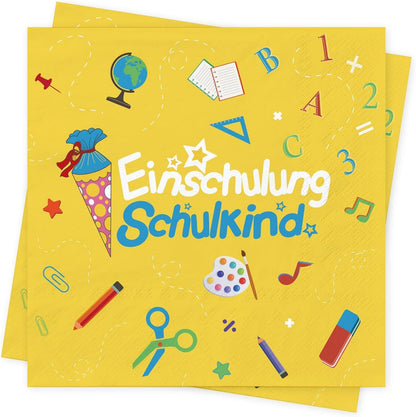 Servietten Einschulung Schulanfang ABC Deko 3-lagig 40Stück für