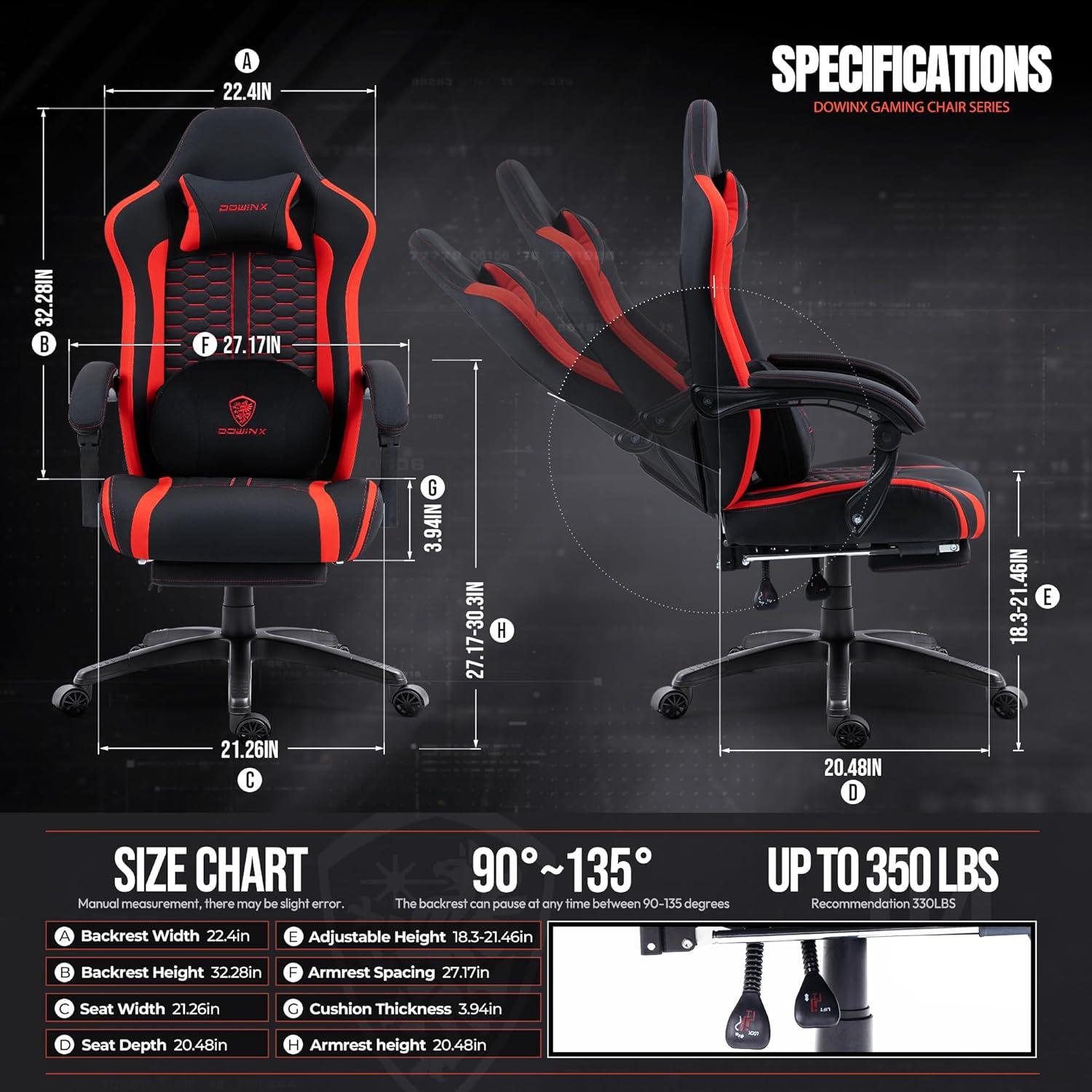 Gaming Stuhl mit beheizter Massage und Lendenstütze
