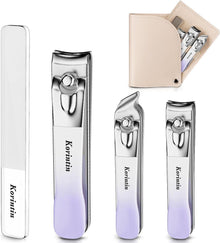 Nagelknipser-Set 4-teilig mit Nanoglas-Nagelfeile & Lederetui