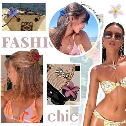 Haarklammer Blume Set 6 Stück Hawaii Matt Damen Mädchen Hair Clip