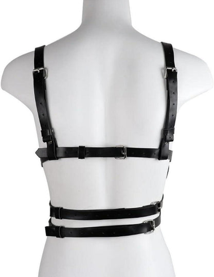 Damen Leder Harness BDSM Set Gothic Punk Bondage Strapsen Clubwear