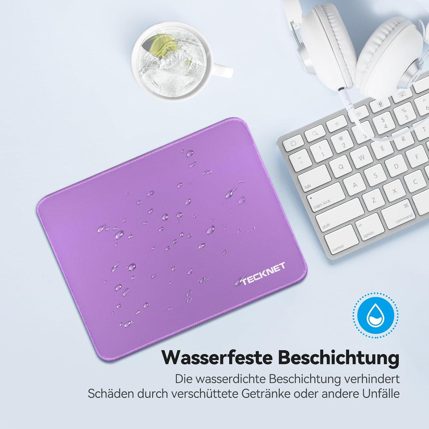 TECKNET Mauspad 280x210 mm Gaming Mousepad Wasserdicht Rutschfester Gummi PCLaptop Büroarbeit Gaming Zuhause - Lila