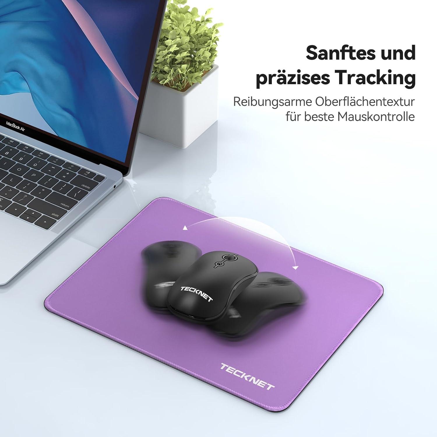 Gaming Mousepad TECKNET 280 x 210 mm Wasserdicht Rutschfest Pure Lila