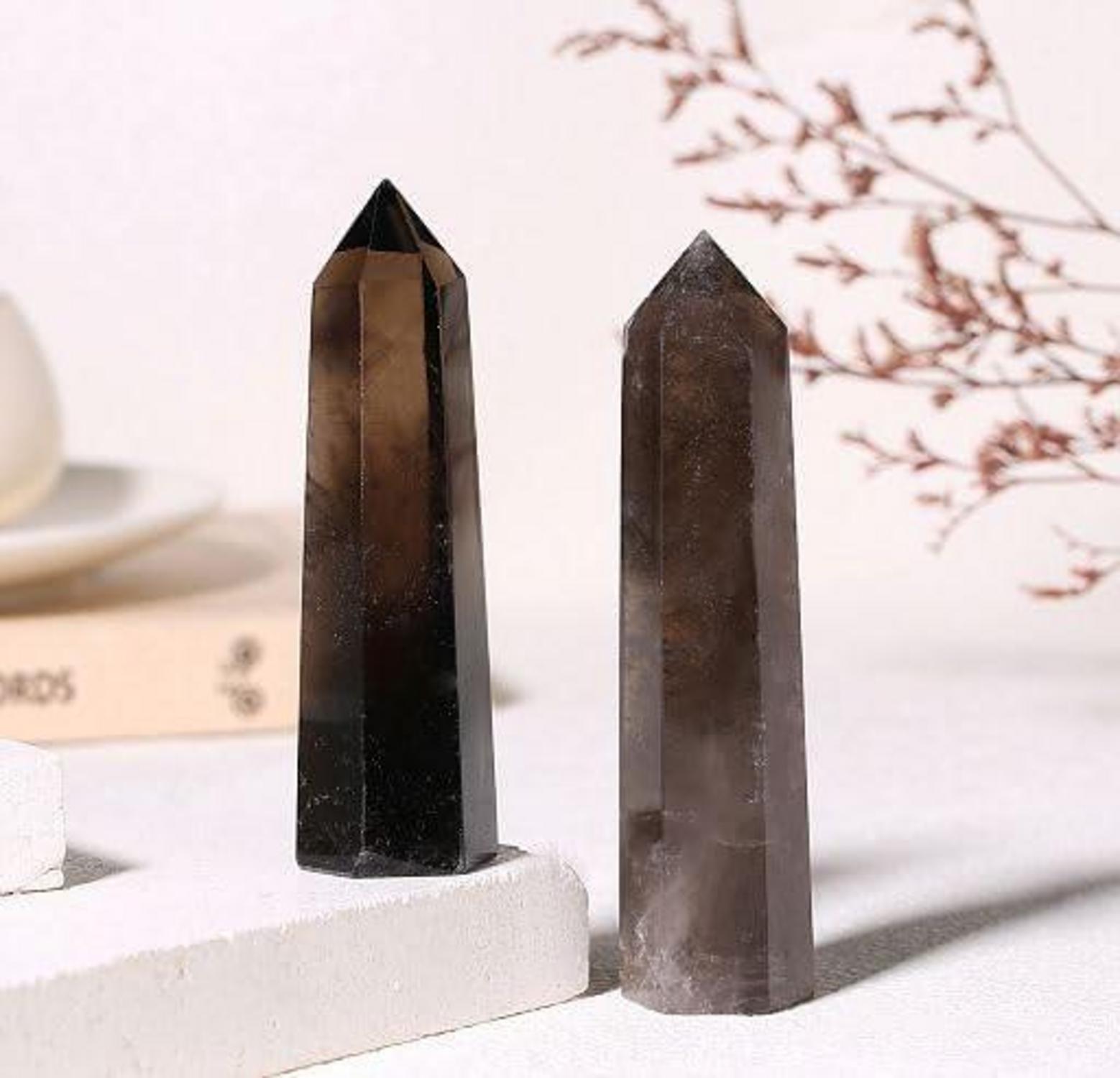 Rauchquarz Kristallsäule Turm Edelstein Heilung Energie Reiki