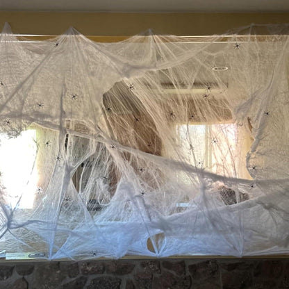 Halloween Spinnennetz Deko Set 300g mit Kunststoff Spinnen