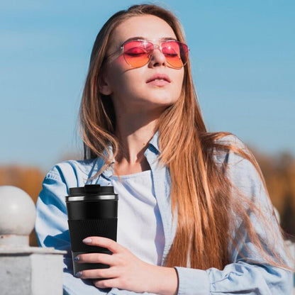 Isolierter Kaffeebecher 450 ml - Edelstahl - Schwarz - Travel Mug