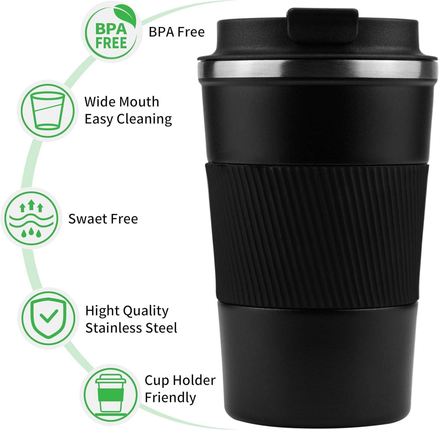 Thermobecher Kaffee to go Travel Mug Deckel 450 ml Schwarz