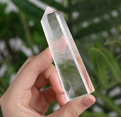 Kristallsäule Klarer Quarz 9-10cm Heilstein Hexagonal