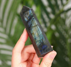 Labradorit Kristallsäule 10cm Groß Heilstein Bergkristall