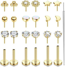 Helix Piercings Nasen Lippen Labret Set CZ Ohr Conch Tragus