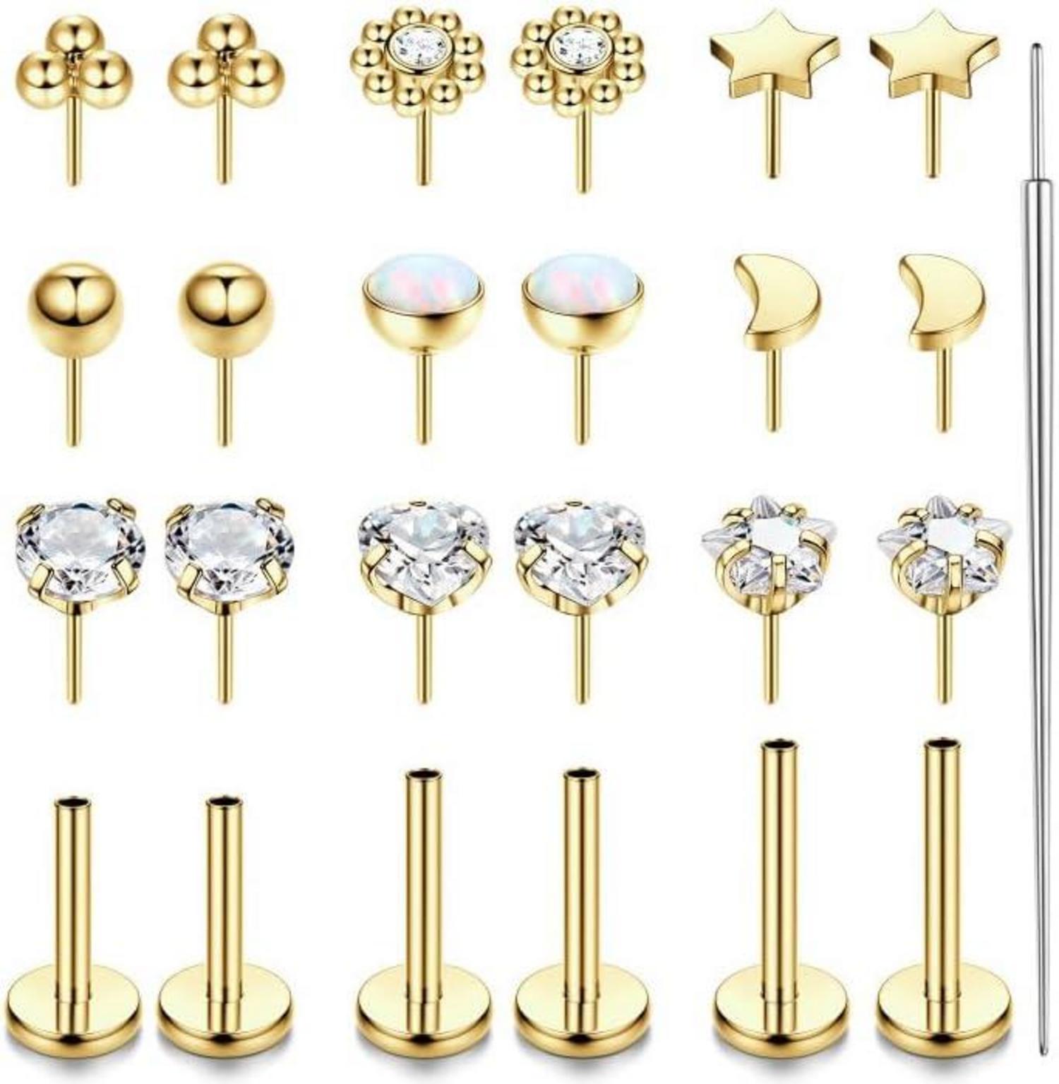 Helix Piercings Nasen Lippen Labret Set CZ Ohr Conch Tragus
