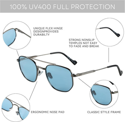 Polarisierte Retro Hexagon Pilot Sonnenbrille UV400 Vintage Fashion