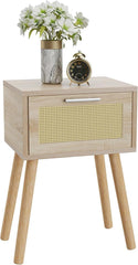 Nachttisch Rattan Beistelltisch Boho-Nachtschrank Magnetschublade