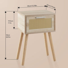 Nachttisch Rattan Beistelltisch Boho-Nachtschrank Magnetschublade