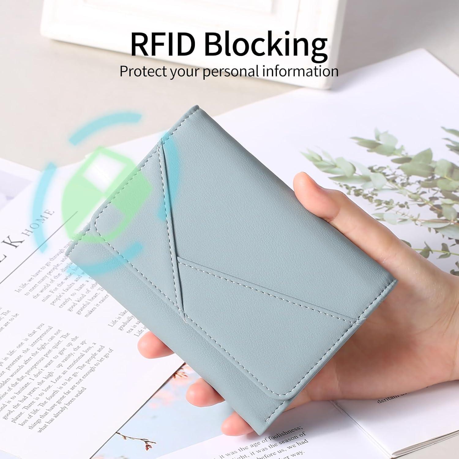Geldbörse Damen Leder RFID Portemonnaie Viele Fächer Zipper Münzfach