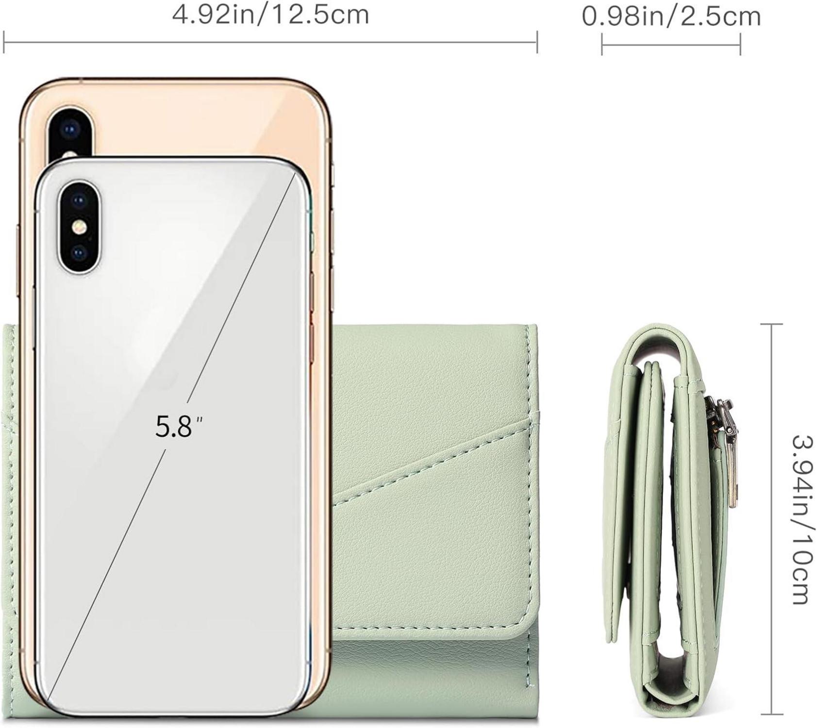 Geldbeutel Damen Leder RFID Portemonnaie Viele Fächer Zipper Münzfach 03grün