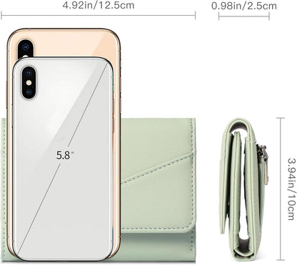Geldbeutel Damen Leder RFID Portemonnaie Viele Fächer Zipper Münzfach 03grün