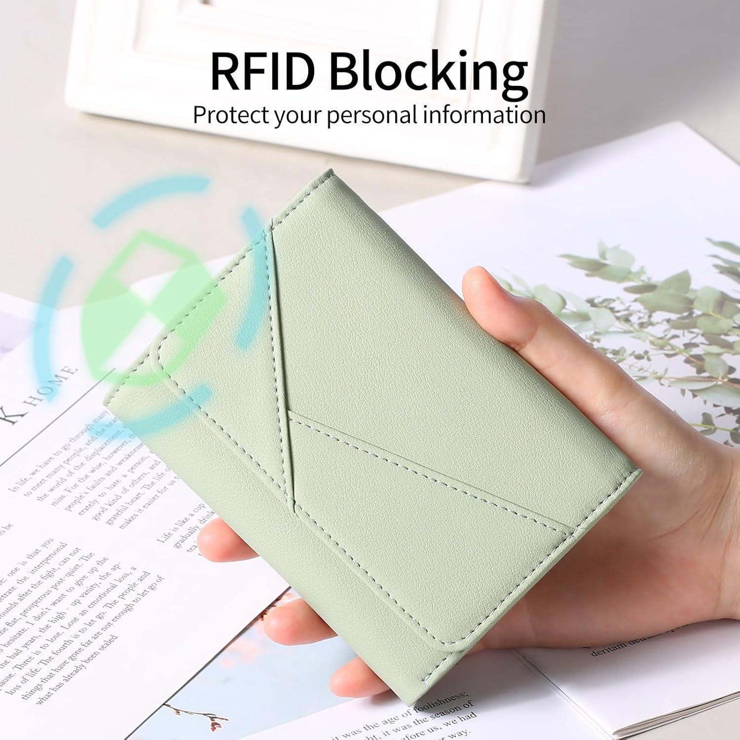 Geldbörse Damen RFID Leder Klein Portemonnaie 15 Kartenfächer Zipper