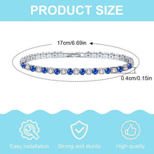 Zirkonia Armband 4mm Diamant Tennisarmband Weißgold Blau