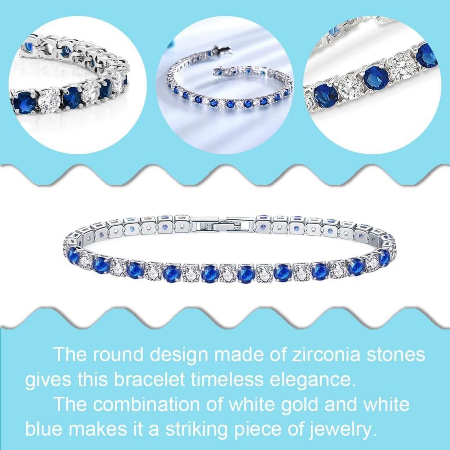 Zirkonia Tennisarmband mit 4mm Diamant in Weißblau Elegantes Armband