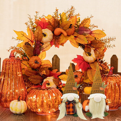 Herbstdeko Wichtel Figuren 2er Set für Innen & Außen 30cm