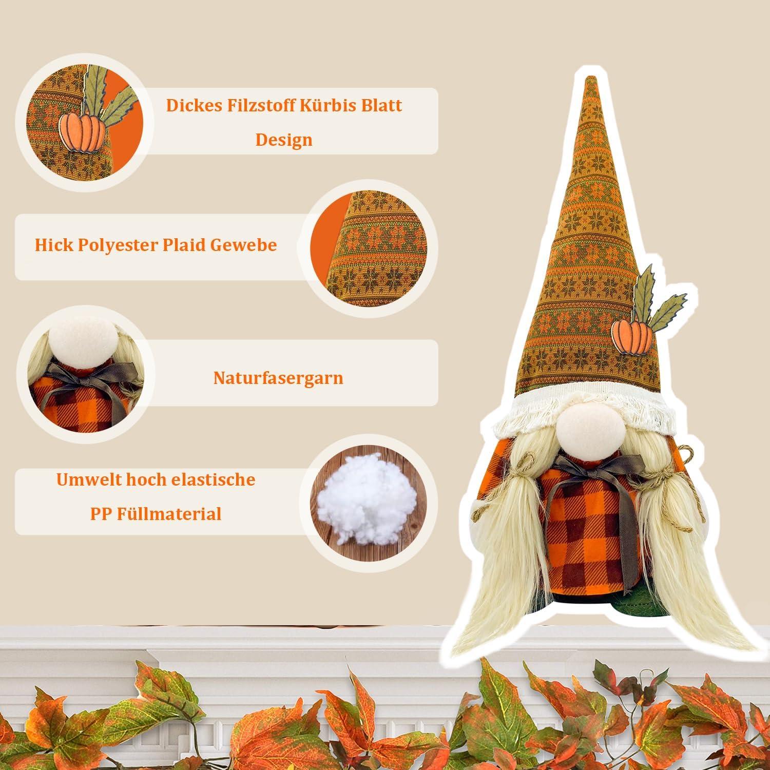 Herbstdeko Wichtel Figur 2er Set für Innen & Außen