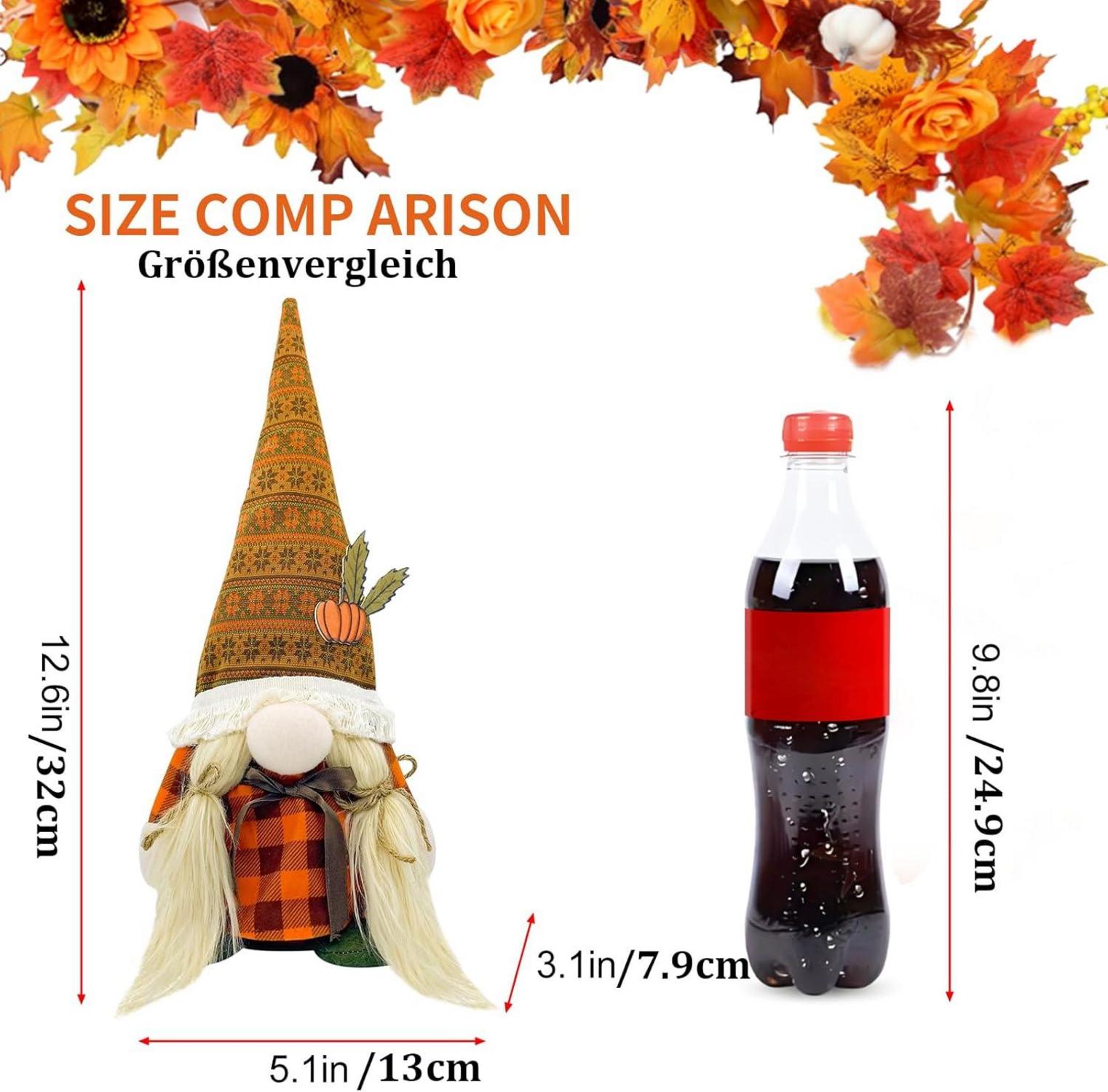 Herbstdeko Wichtel Figuren 2 Stück Plüsch 30 cm Innen Außen Deko Herbstgesteck