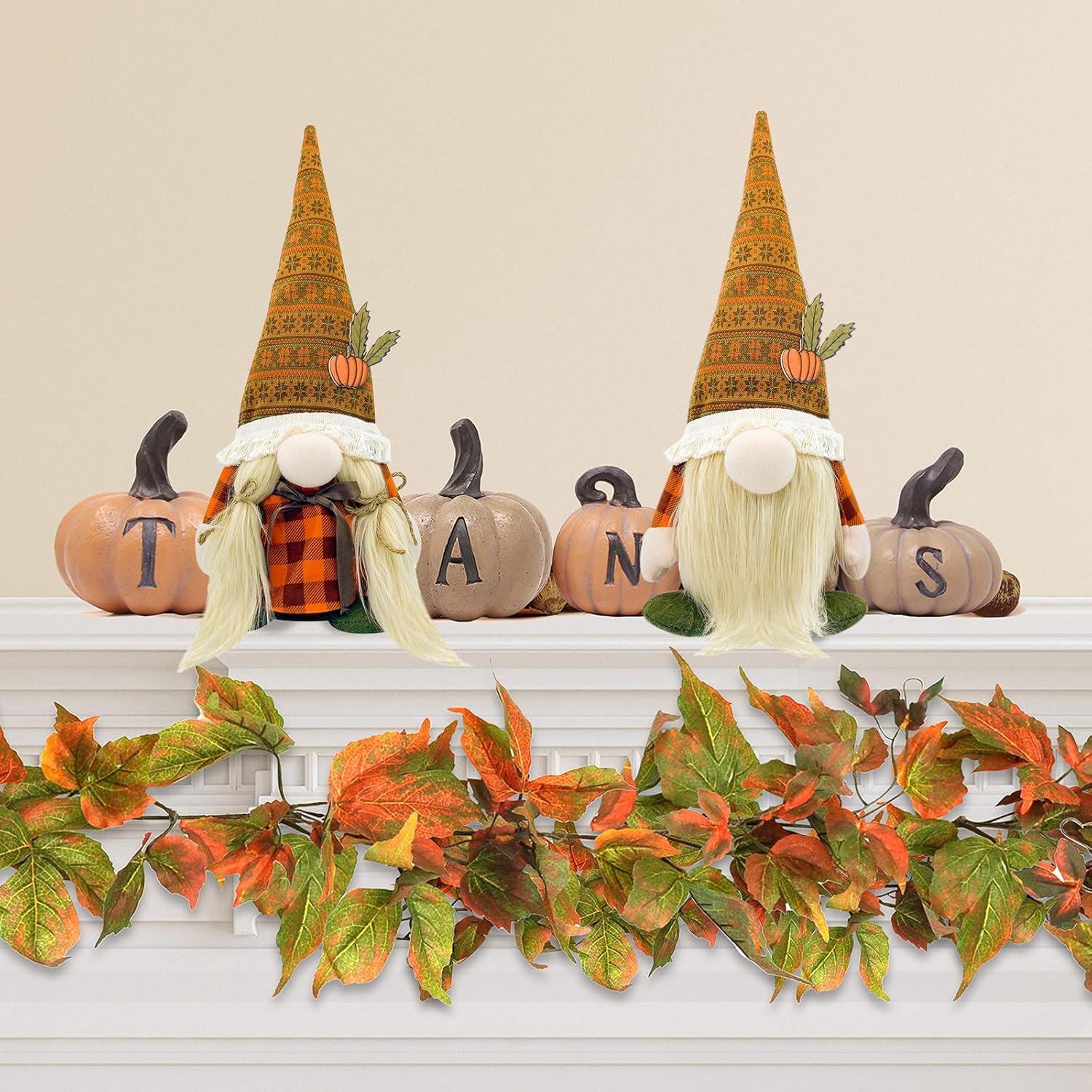 Herbstdeko Wichtel Figuren Set 2 Stk. Innen Draußen Plüsch 30cm