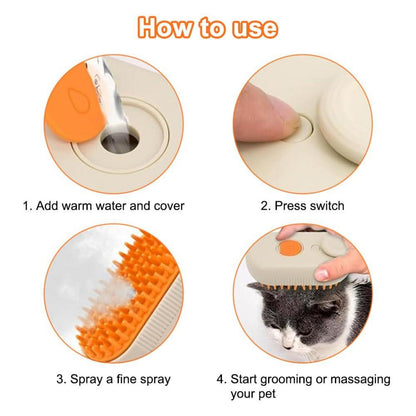 Katzenbürste Dampf 3in1 Massagekamm Haarentfernung Spray