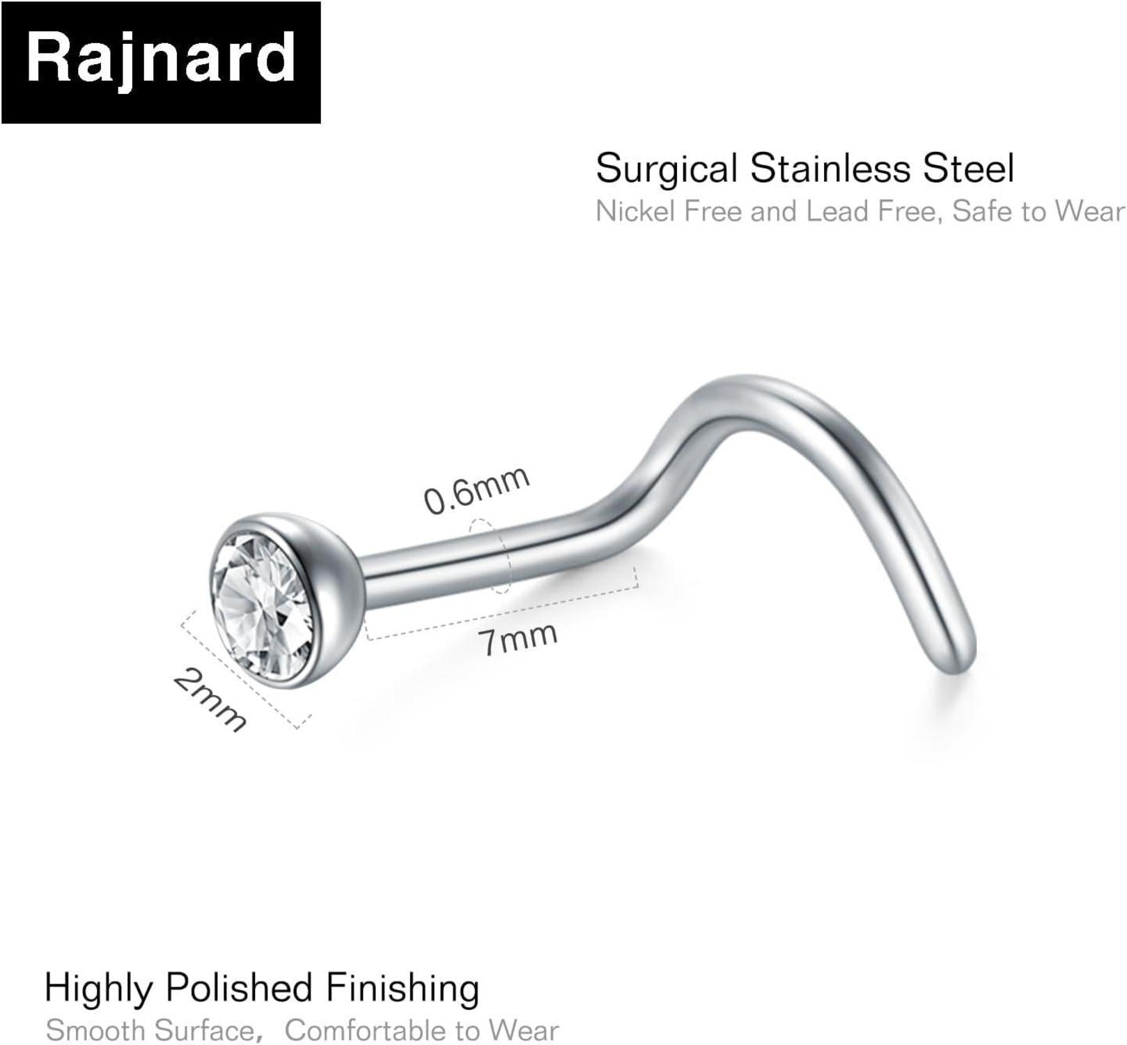 Nasenpiercing Chirurgenstahl Zirconia Strassstein 22G 20G 18G Gold