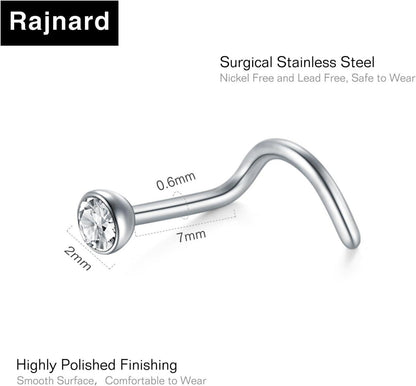 Nasenpiercing Chirurgenstahl Zirconia Strassstein 22G 20G 18G Gold