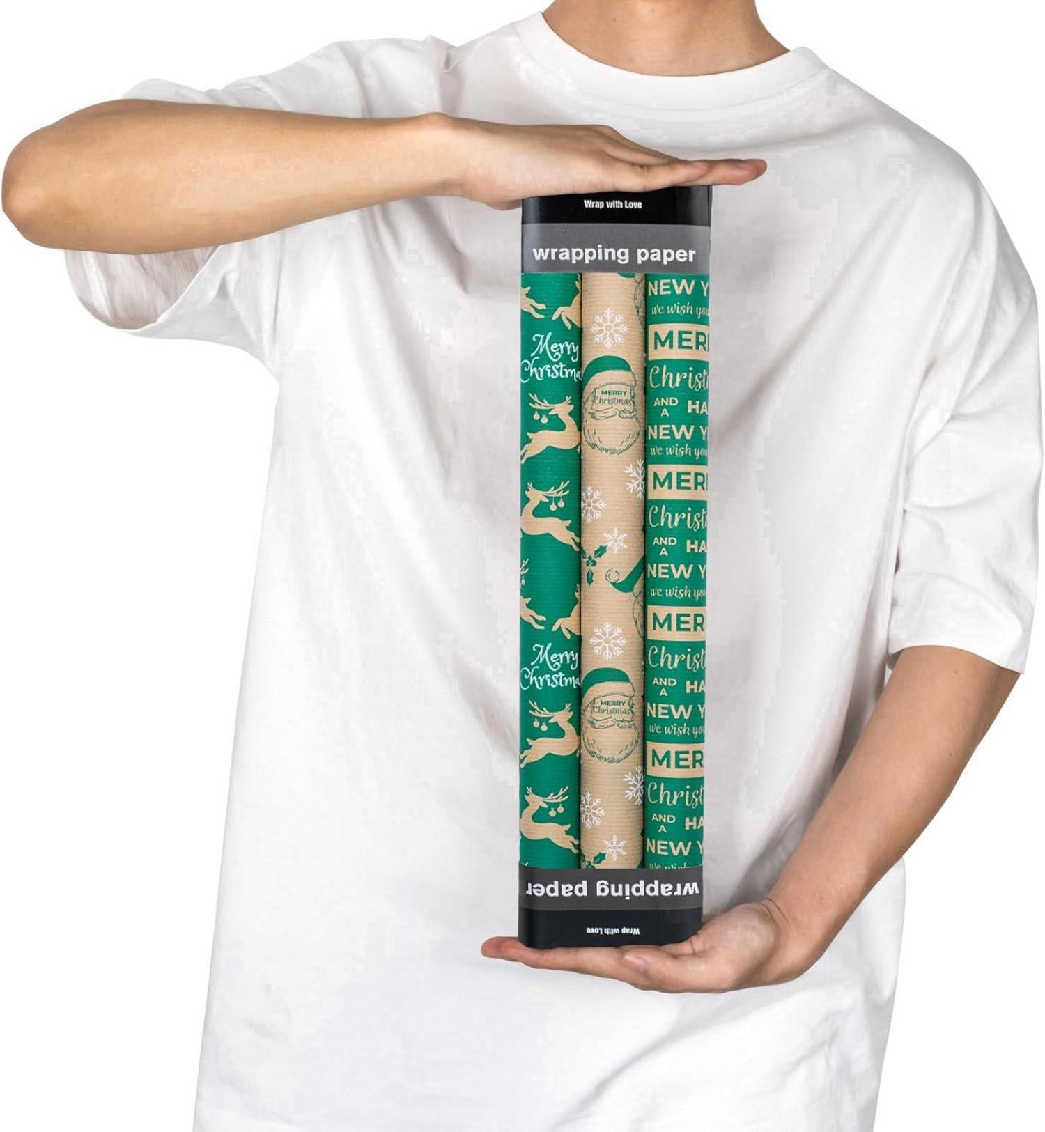 Weihnachts-Geschenkpapierrolle Kraftpapier Weihnachtsmann Rentier