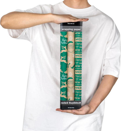Weihnachts-Geschenkpapierrolle Kraftpapier Weihnachtsmann Rentier
