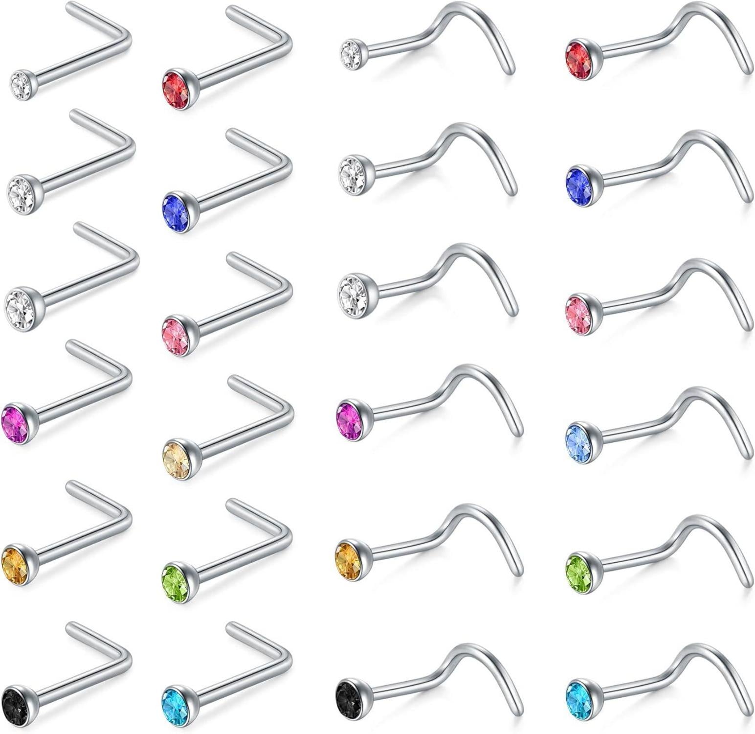 Nasenpiercing Chirurgenstahl Zirconia Strassstein 20G 18G 22G Gold