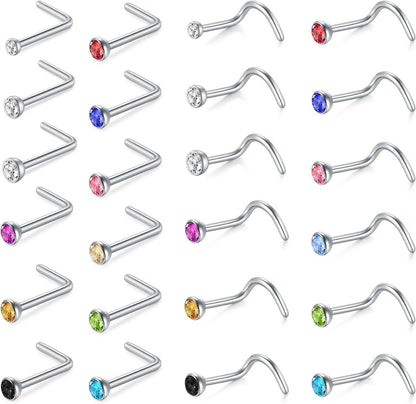 Nasenpiercing Chirurgenstahl Zirconia Strassstein 20G 18G 22G Gold