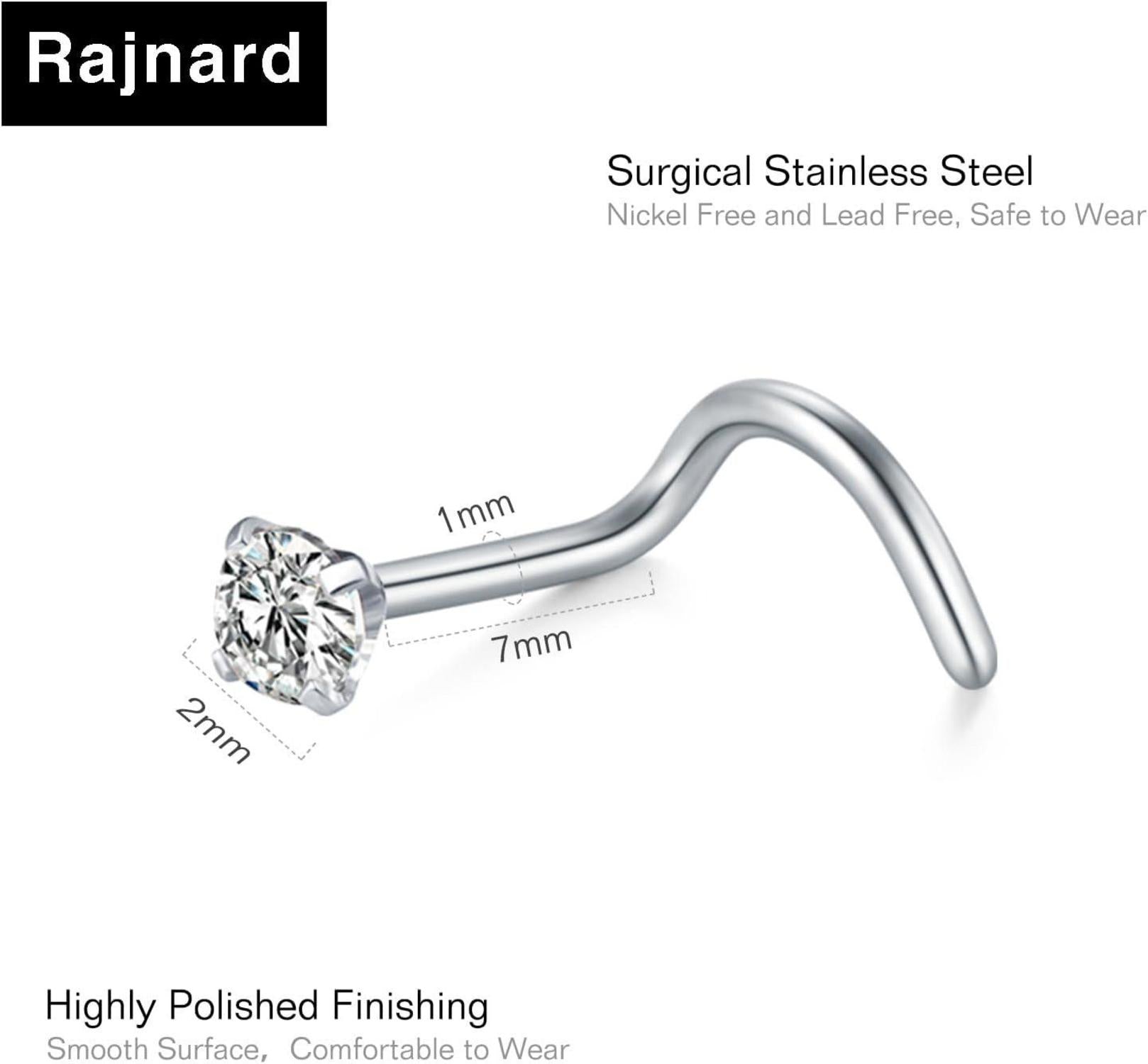 Nasenpiercing Chirurgenstahl Zirconia Strassstein 1,0/0,8/0,6mm