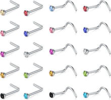 Chirurgenstahl Nasenpiercing mit Zirconia Strasssteinen