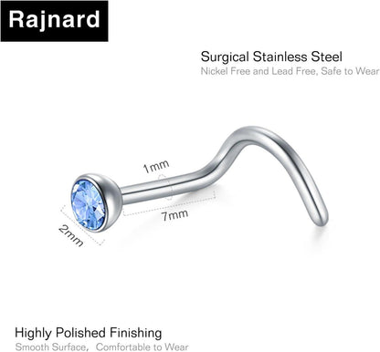 Chirurgenstahl Nasenpiercing mit Zirconia Strasssteinen