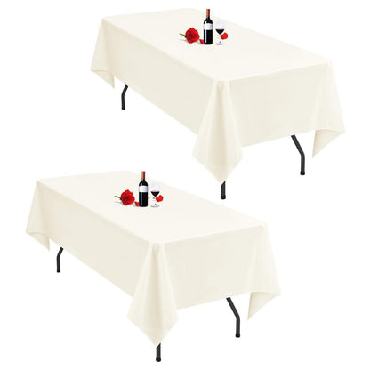 2er-Pack Elfenbeinfarbene Tischdecken 153x260 cm – Rechteckig & Waschbar